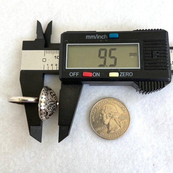 Sterling Silver 925 Round Domed Hollow Scrollwork Adjustable Ring Sz 8.25 - 9.5 - Picture 13 of 16